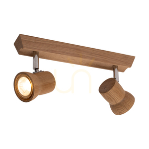 Lampa de tavan Venla, include 2 prize GU10, maxim. 5 W, stejar tratat cu ulei/metal cromat, 29 cm small 2