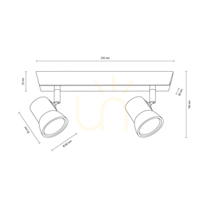 Lampa de tavan Venla, include 2 prize GU10, maxim. 5 W, stejar tratat cu ulei/metal cromat, 29 cm small 3