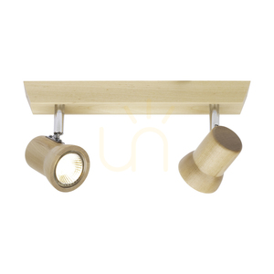 Lampa de tavan Venla, include 2 prize GU10, maxim. 5 W, lemn de mesteacăn/metal cromat, 29 cm small 1