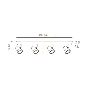 Lampa de tavan Venla, include 4 prize GU10, maxim. 5 W, lemn de fag și nuc / metal cromat, 69 cm small 2