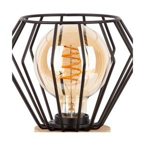 Lampa de masă Vento, 1xE27, Max. LED de 15 W, stejar uleiat/cablu din PVC negru/abat-jour metalic negru, Ø 18 cm small 1
