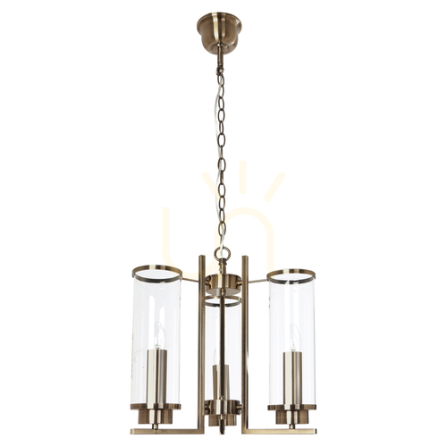 Verifica Lampa suspendată Verdi, 3xE14, Max. 40 W, patină metalică/abat-jour din sticlă transparentă, Ø 41 cm