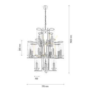 Lampa suspendată Verdi, 16xE14, Max. 40 W, patină metalică/abat-jour din sticlă transparentă, Ø 77 cm small 2
