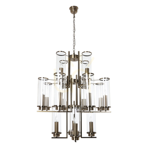 Lampa suspendată Verdi, 16xE14, Max. 40 W, patină metalică/abat-jour din sticlă transparentă, Ø 77 cm small 0