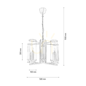 Lampa suspendată Verdi, 5xE14, Max. 40 W, patină metalică/abat-jour din sticlă transparentă, Ø 58 cm small 2