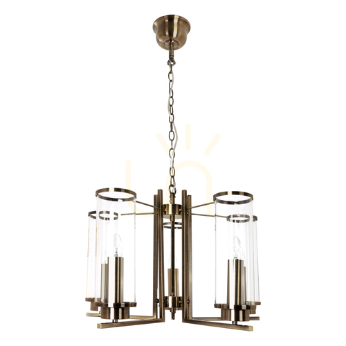 Verifica Lampa suspendată Verdi, 5xE14, Max. 40 W, patină metalică/abat-jour din sticlă transparentă, Ø 58 cm