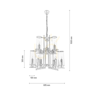 Lampa suspendată Verdi, 9xE14, Max. 40 W, patină metalică/abat-jour din sticlă transparentă, Ø 69,5 cm small 2