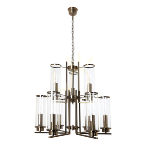 Lampa suspendată Verdi, 9xE14, Max. 40 W, patină metalică/abat-jour din sticlă transparentă, Ø 69,5 cm small 0