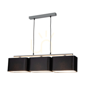 Lampa suspendată Vertigo, 3xE27, Max. 25 W, metal gri/cablu din PVC negru/abat-jour negru, 86 cm small 1