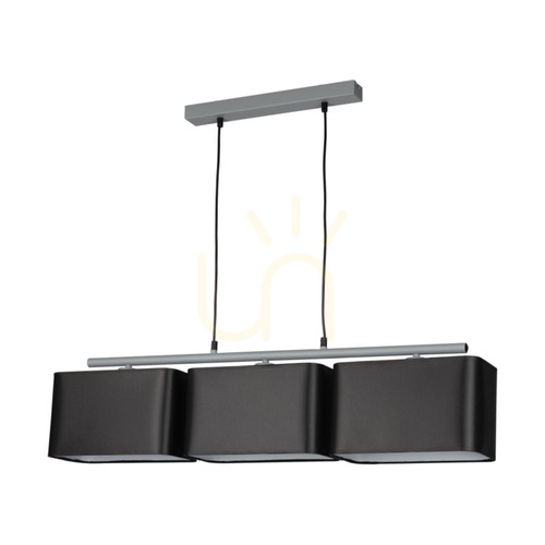 Verifica Lampa suspendată Vertigo, 3xE27, Max. 25 W, metal gri/cablu din PVC negru/abat-jour negru, 86 cm