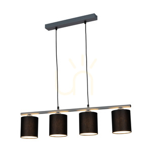 Lampa suspendată Vertigo, 4xE27, Max. 25 W, metal gri/cablu din PVC negru/abat-jour negru, 86 cm small 1