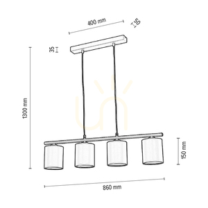 Lampa suspendată Vertigo, 4xE27, Max. 25 W, metal gri/cablu din PVC negru/abat-jour negru, 86 cm small 2