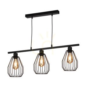 Lampa suspendată Vertigo, 3xE27, Max. 25 W, metal negru/cablu din PVC negru/abat-jour din metal negru, 86 cm small 1
