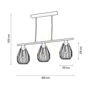 Lampa suspendată Vertigo, 3xE27, Max. 25 W, metal negru/cablu din PVC negru/abat-jour din metal negru, 86 cm small 2