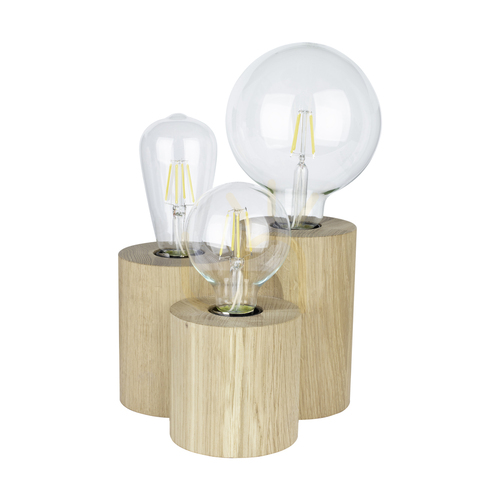 Verifica Lampa de masă Vincent, 3xE27, Max. 15 W, stejar tratat cu ulei/negru, cablu din PVC de 19,5 cm