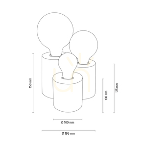 Lampa de masă Vincent, 3xE27, Max. 15 W, lemn de fag și nuc, cablu din PVC negru, 19,5 cm small 2