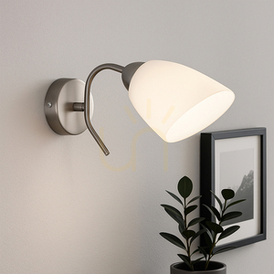 Aplică de perete Viletta 1xE27 Max. 60 W, metal satinat/abajur din sticlă albă, 29 cm small 2