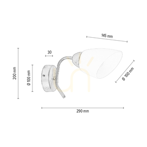 Aplică de perete Viletta 1xE27 Max. 60 W, metal satinat/abajur din sticlă albă, 29 cm small 3
