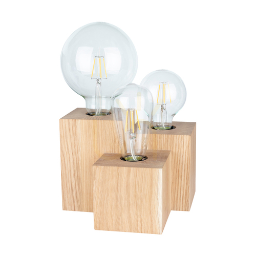 Verifica Lampa de masă Vincent Square, 3xE27, Max. 15 W, stejar uleiat/negru, cablu din PVC de 20 cm