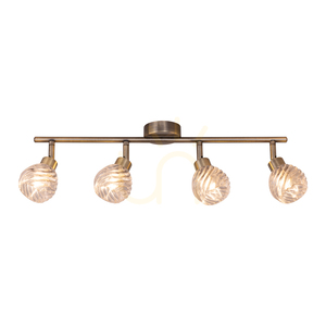 Lampă de tavan Wave, 4xG9, Max. 28 W, patină metalică/abat-jour din sticlă transparentă, 59,8 cm small 1