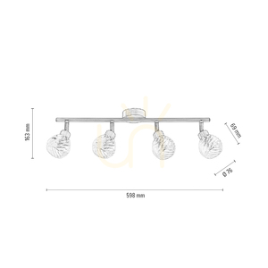Lampă de tavan Wave, 4xG9, Max. 28 W, patină metalică/abat-jour din sticlă transparentă, 59,8 cm small 4