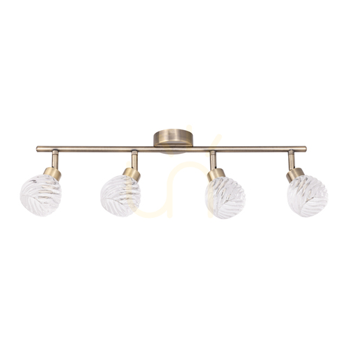 Verifica Lampă de tavan Wave, 4xG9, Max. 28 W, patină metalică/abat-jour din sticlă transparentă, 59,8 cm