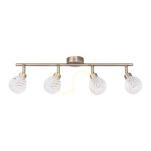 Lampă de tavan Wave, 4xG9, Max. 28 W, patină metalică/abat-jour din sticlă transparentă, 59,8 cm small 0