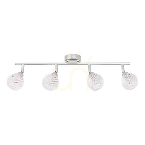 Verifica Lampă de tavan Wave, include 4 becuri G9 de 28 W, structură metalică cromată/abat-jour din sticlă transparentă, 59,8 cm