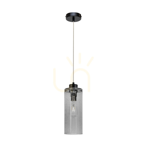 Verifica Lampa suspendată Zefir, 1xE27, Max. 60 W, metal negru/cablu din PVC transparent/abat-jour din sticlă fumurie, Ø 12 cm