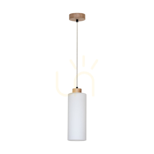 Verifica Lampa suspendată Zefir, 1xE27, Max. 60 W, stejar uleiat / cablu din PVC transparent / abajur din sticlă albă, Ø 12 cm