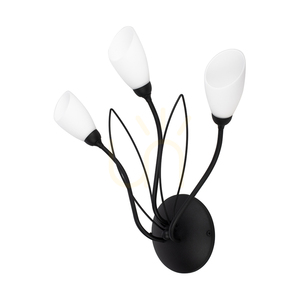 Aplică de perete Gloriosa, 3xG9, Max. LED de 6 W, metal negru/abat-jour din sticlă albă, 46 cm small 0