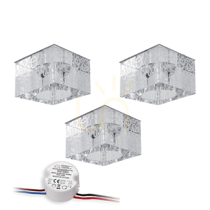 Set de plafoniere Cristaldream, include 3 becuri LED G4 (Max.. 2,3 W), metal cromat/sticlă transparentă, cu sursă de alimentare, 7 cm small 0