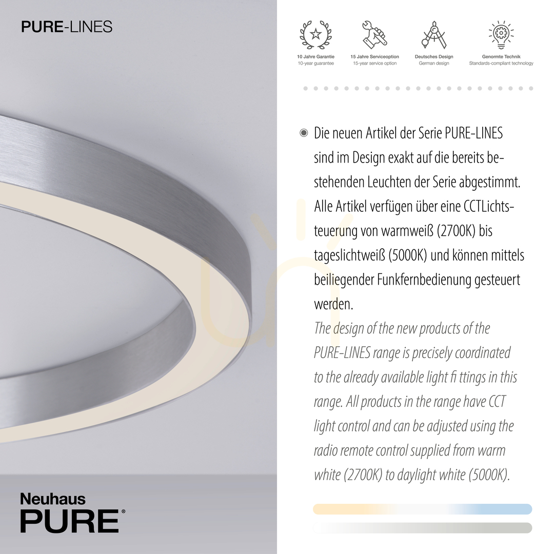 Spectacol PURE-LINES 6306-95 Lampa de tavan, argintiu, 1xLED PURE-LINES 6306-95 Lampa de tavan, argintiu, 1xLED