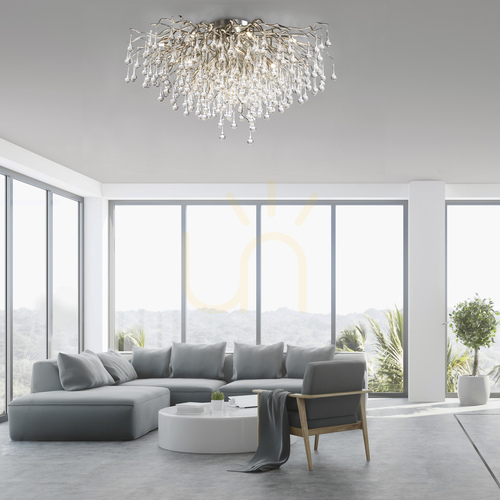 Verifica Lampă de tavan Paul Neuhaus Icicle 8092-55, culoare oțel, 14×G9