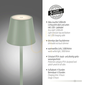 Lampa de masă EURIA 19250-43, verde, cu 1 LED small 4