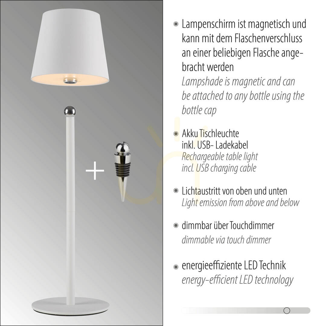 Afişa BOTERIA 19251-16 Lampă de masă albă cu 1 LED BOTERIA 19251-16 Lampă de masă albă cu 1 LED