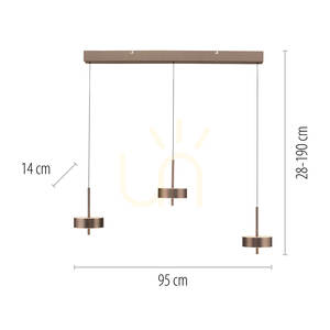 Lustră LED suspendată Paul Neuhaus Q-Rotate 2248-34, maro, 3 surse de lumină, 95 cm, cu reglare manuală pe înălțime small 8