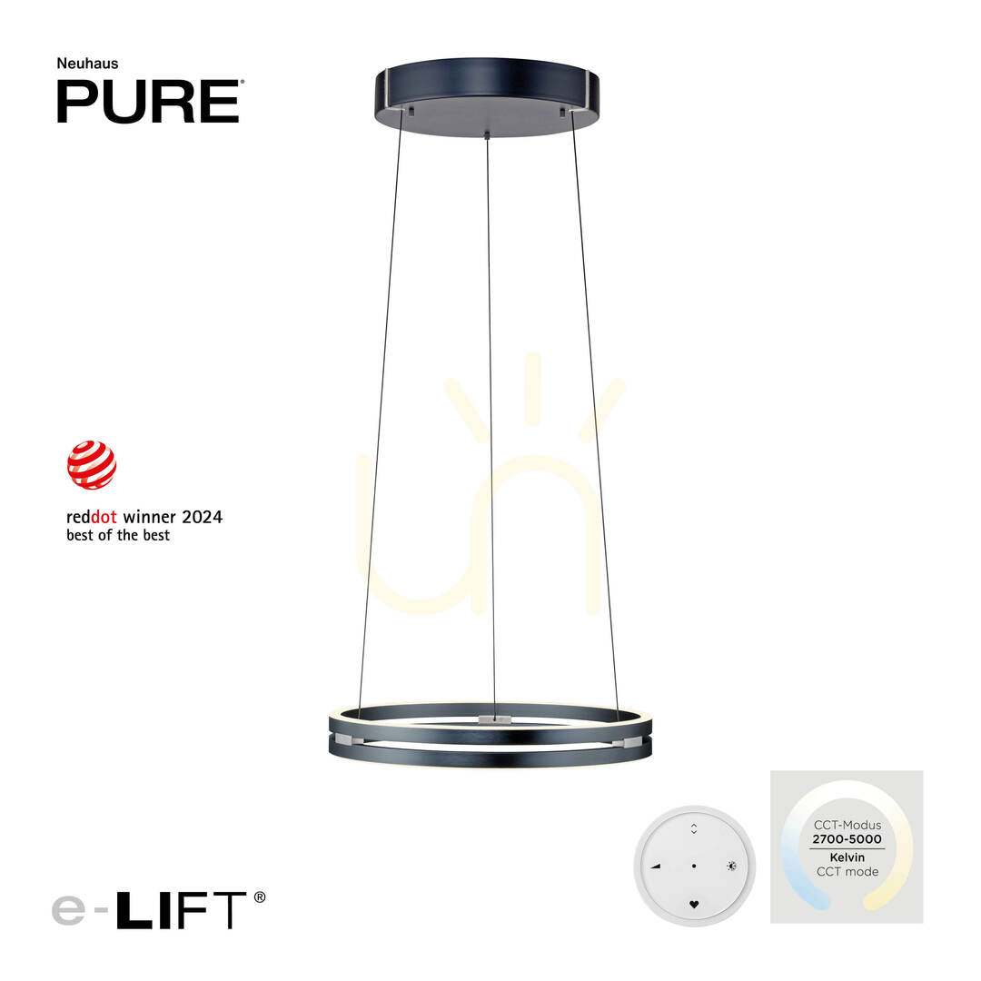 Vedere Lampă suspendată PURE E-LOOP 2550-15, gri, cu 2 LED-uri Lampă suspendată PURE E-LOOP 2550-15, gri, cu 2 LED-uri