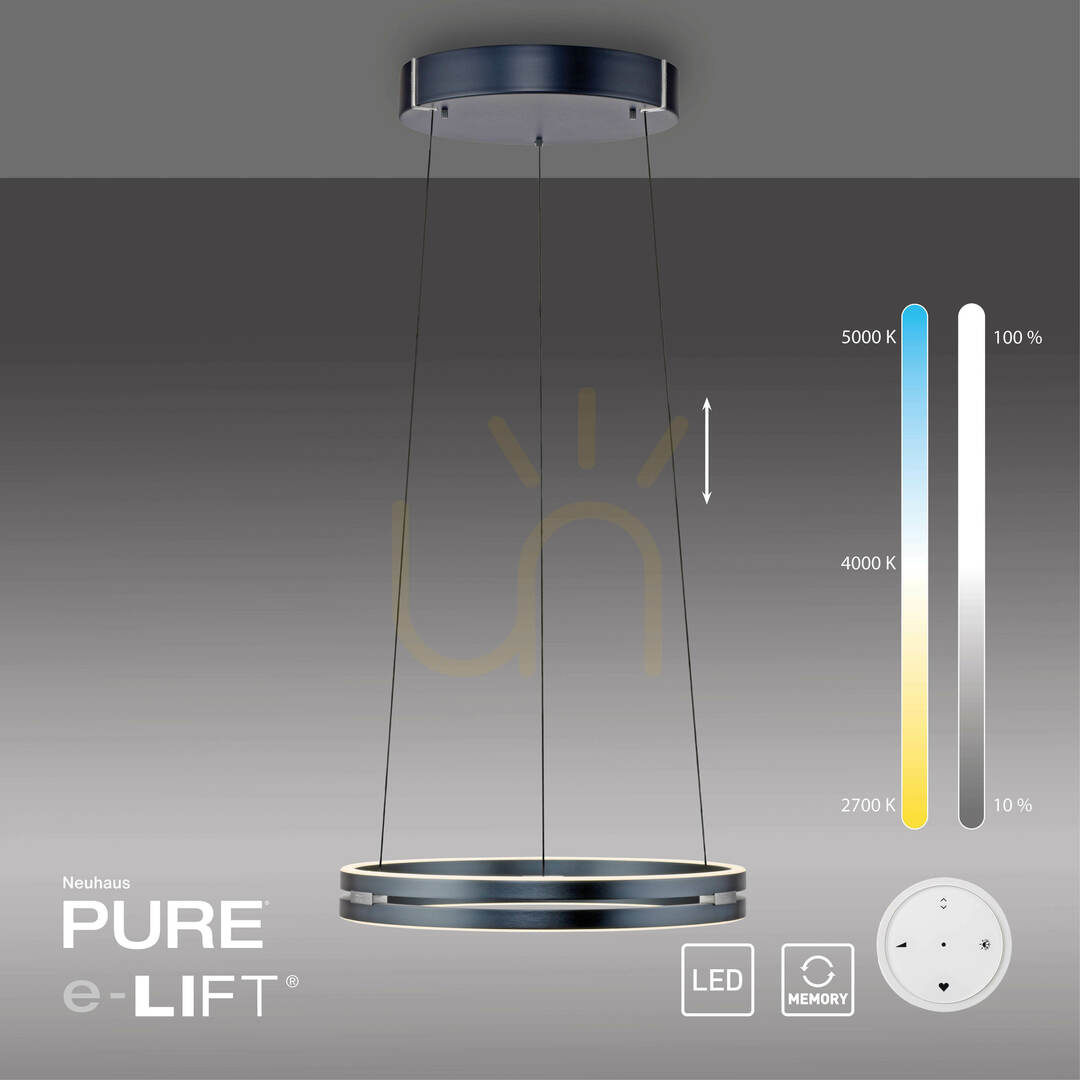 Spectacol Lampă suspendată PURE E-LOOP 2550-15, gri, cu 2 LED-uri Lampă suspendată PURE E-LOOP 2550-15, gri, cu 2 LED-uri