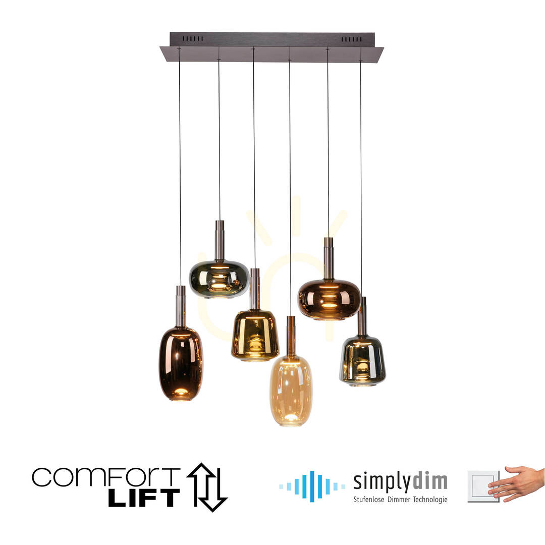 Vedere Lampa suspendată IRIDES 2681-70 multicoloră cu 6 LED-uri Lampa suspendată IRIDES 2681-70 multicoloră cu 6 LED-uri