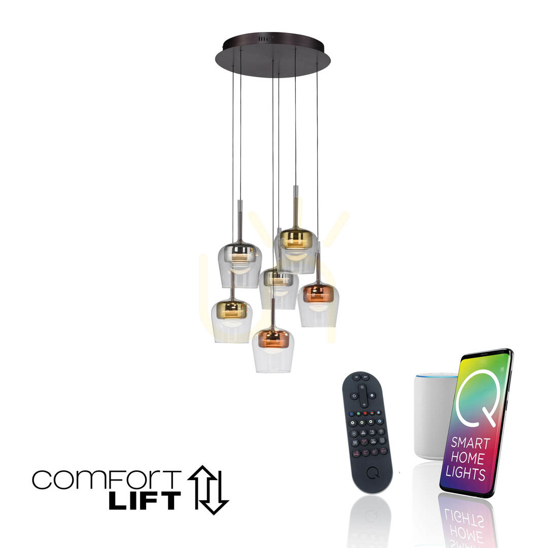 Vedere Q-KON 2744-70 Lampă suspendată multicoloră cu 6 LED-uri Q-KON 2744-70 Lampă suspendată multicoloră cu 6 LED-uri