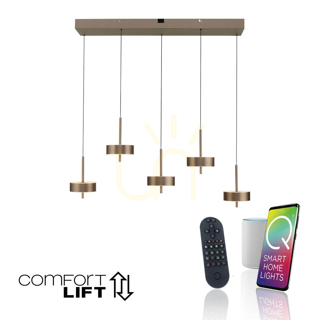 Vedere Q-ROTATE 2249-34 Lampa suspendată maro cu 5 LED-uri Q-ROTATE 2249-34 Lampa suspendată maro cu 5 LED-uri