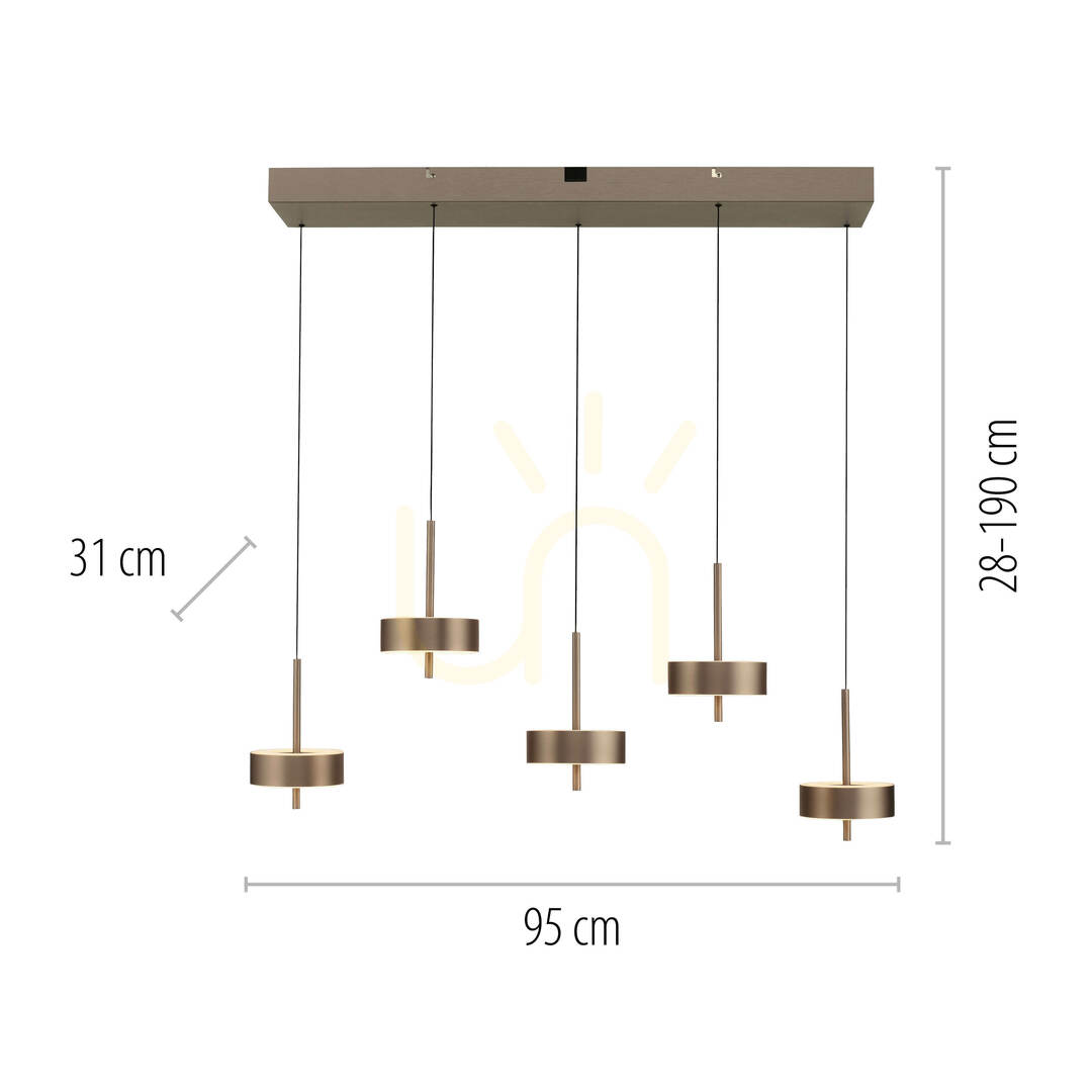 Afişa Q-ROTATE 2249-34 Lampa suspendată maro cu 5 LED-uri Q-ROTATE 2249-34 Lampa suspendată maro cu 5 LED-uri