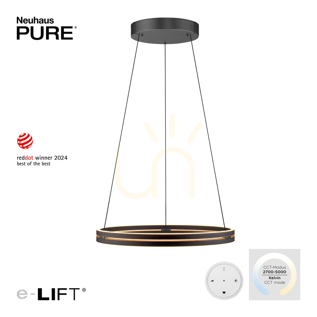 Vedere Lampă suspendată PURE E-LOOP 2551-18, negru, cu 2 LED-uri Lampă suspendată PURE E-LOOP 2551-18, negru, cu 2 LED-uri