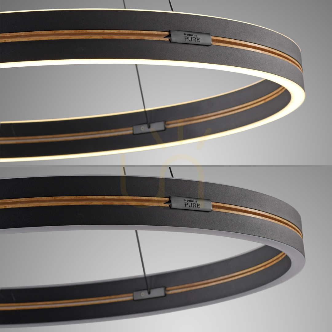 Vedere Lampă suspendată PURE E-LOOP 2551-18, negru, cu 2 LED-uri Lampă suspendată PURE E-LOOP 2551-18, negru, cu 2 LED-uri
