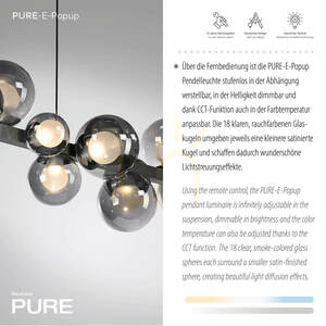 Paul Neuhaus PURE E-Popup 2557-15 lampa suspendată gri cu 18 LED-uri, cu înălțime reglabilă electric small 3