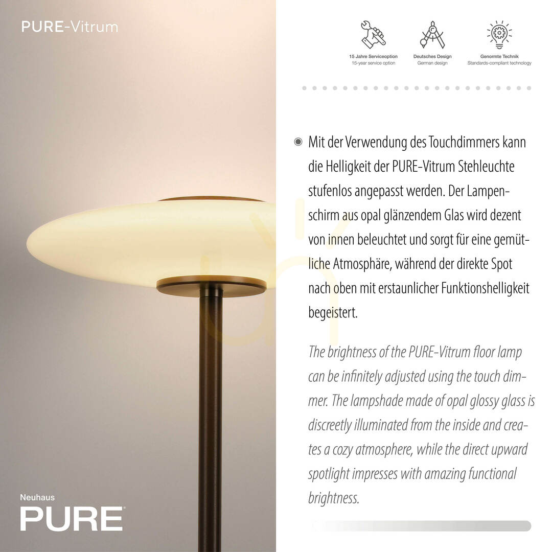 Afişa Lampa de podea PURE VITRUM 481-34, maro, 2xLED Lampa de podea PURE VITRUM 481-34, maro, 2xLED