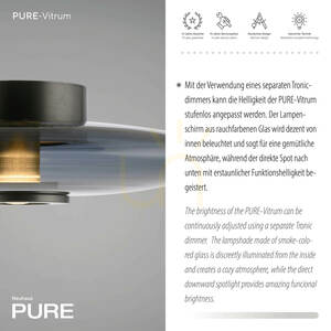 PURE VITRUM 6083-15 Lampa de tavan, gri, 2xLED small 4