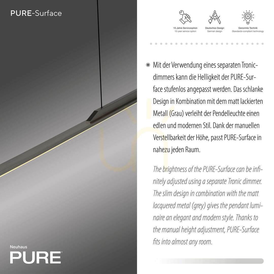 Afişa PURE SURFACE 2301-15 Gri, lampă suspendată cu 1 LED PURE SURFACE 2301-15 Gri, lampă suspendată cu 1 LED