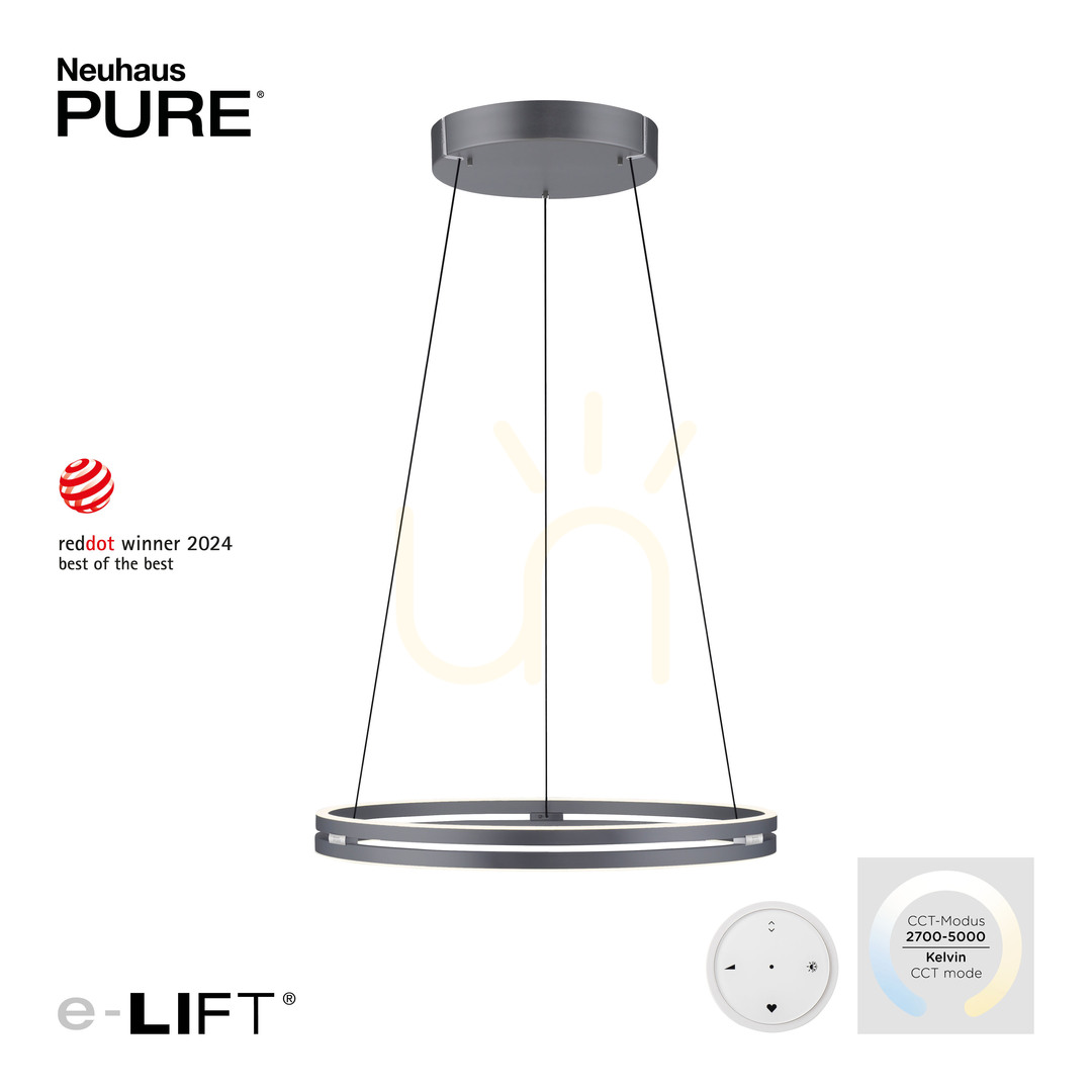 Vedere PURE E-LOOP 2551-15 Lampa suspendată gri cu 2 LED-uri PURE E-LOOP 2551-15 Lampa suspendată gri cu 2 LED-uri